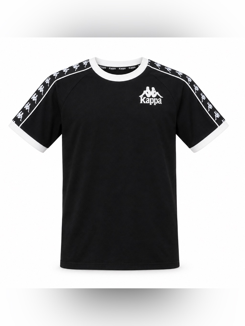 2018 Kappa Banda Black White Logo Ringer T-Shirt 100% Cotton